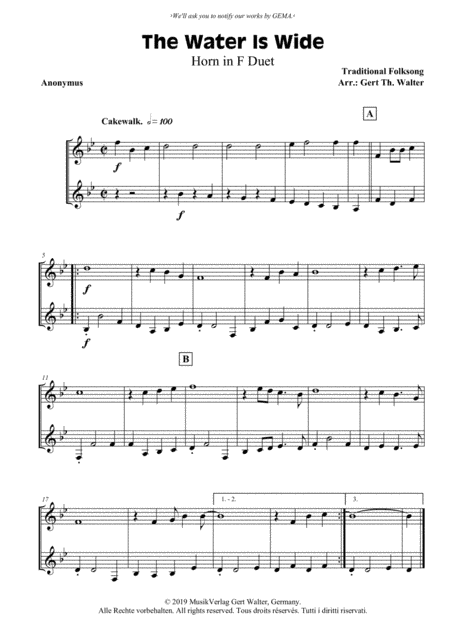 The Water Is Wide (arr. Gert Th. Walter)