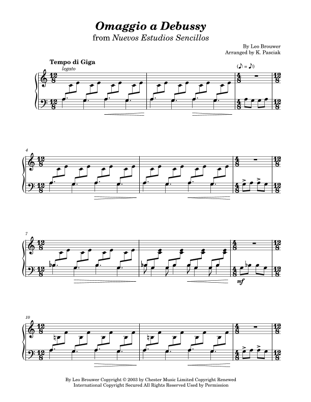 Omaggio A Debussy (arr. Kenneth Pasciak)