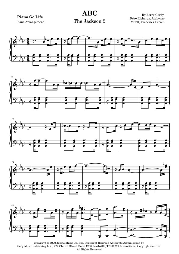 Abc (arr. Piano Go Life)