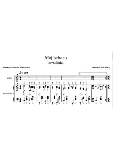 Moj beharu - for voice and accordion (arr. Zoran Radanovic)