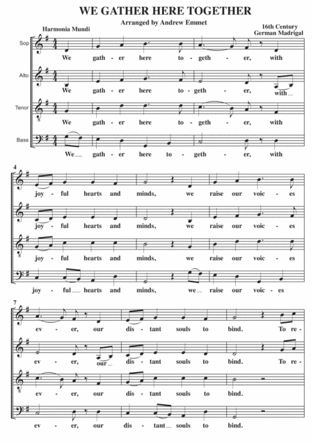 We Gather Here Together A Cappella SATB (arr. Andrew Emmet)