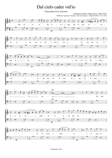 Dal cielo cader vid'io due stelle (arr. Early Music Scores)