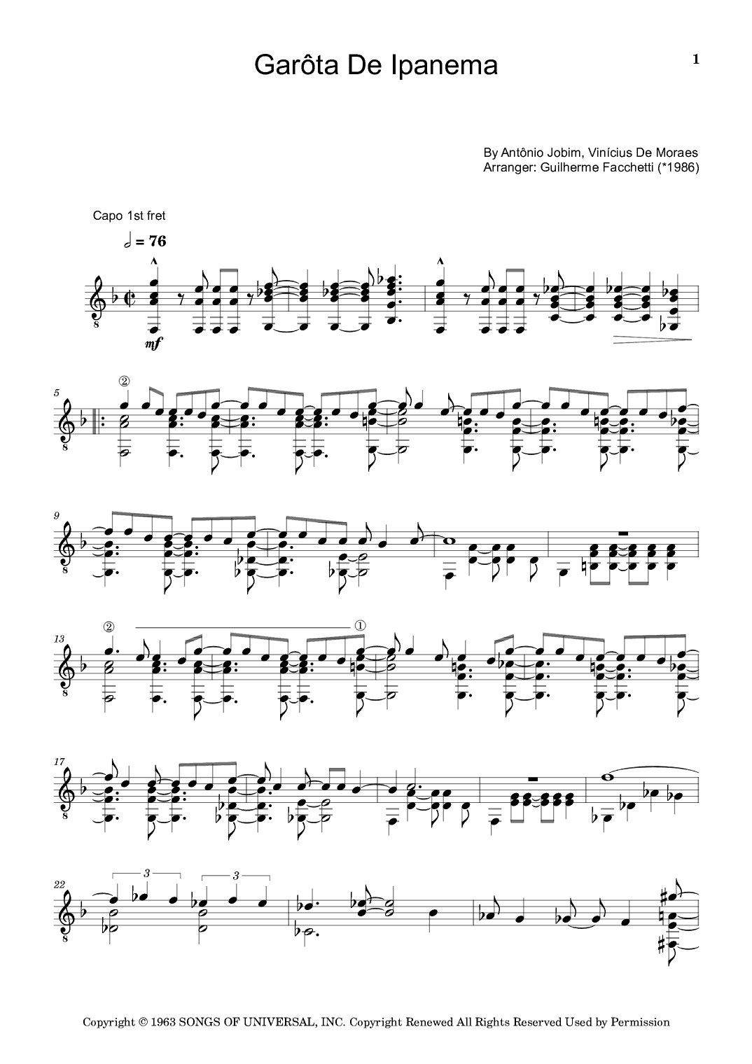 Garôta De Ipanema (arr. Guilherme Facchetti)