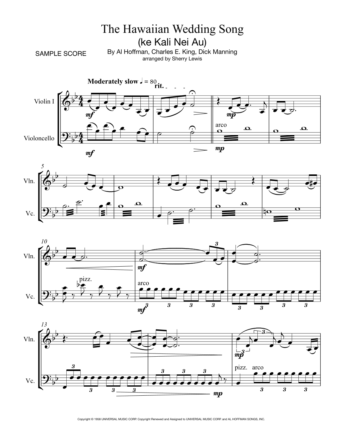 The Hawaiian Wedding Song (ke Kali Nei Au) (arr. Sherry Lewis)