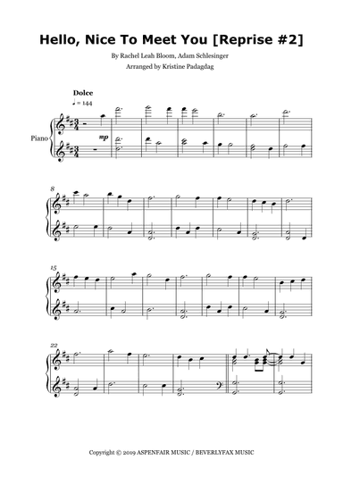 Hello, Nice To Meet You (reprise #2) (arr. Kristine Padagdag)