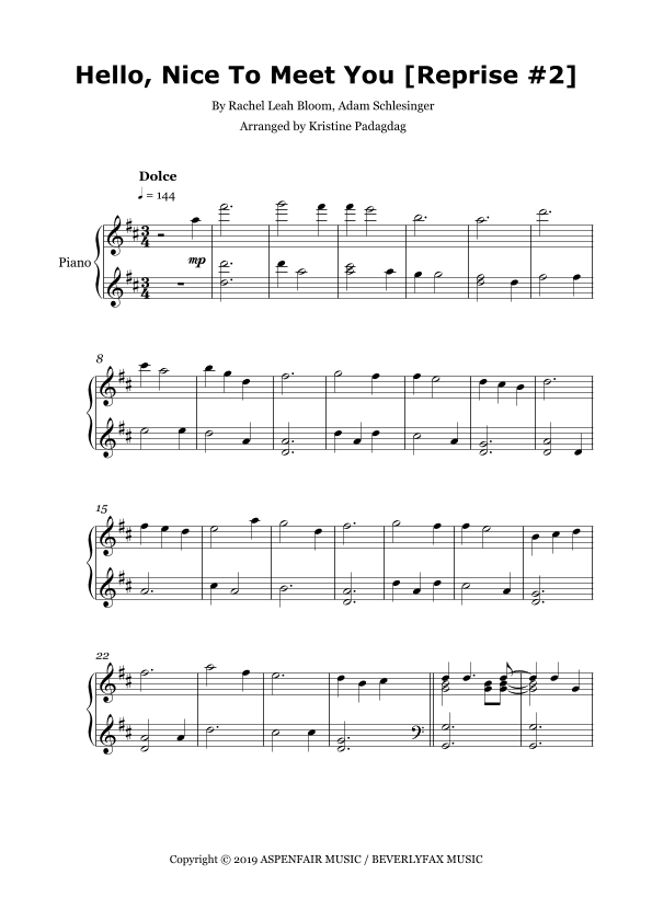 Hello, Nice To Meet You (reprise #2) (arr. Kristine Padagdag)
