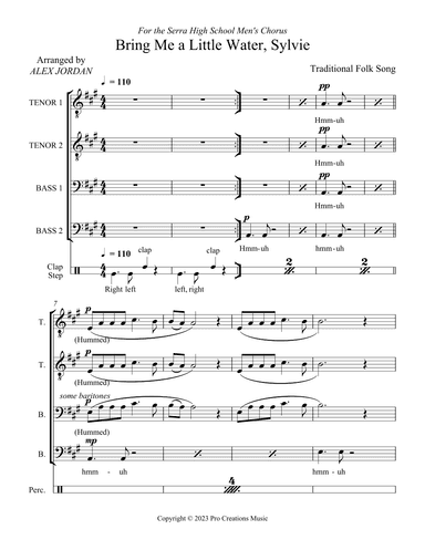 Bring Me a Little Water, Sylvie (arr. Alex Jordan)