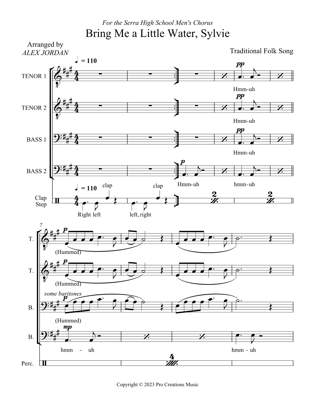 Bring Me a Little Water, Sylvie (arr. Alex Jordan)