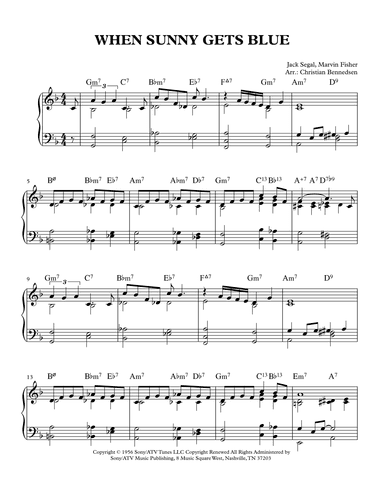 When Sunny Gets Blue (arr. Christian Bennedsen)