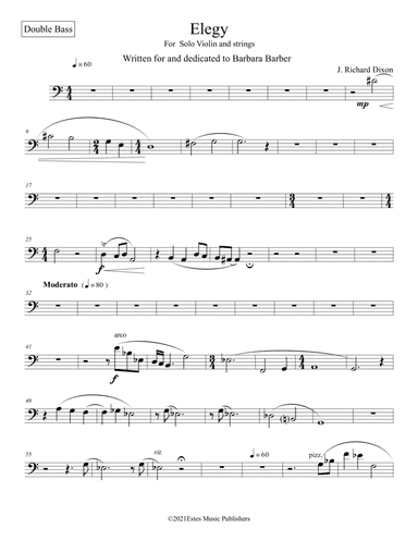 "Elegy" for Solo Violin and string orchestra/Double Bass Part