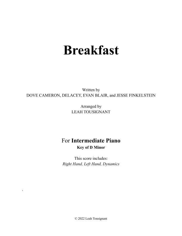 Breakfast (arr. Leah Tousignant)