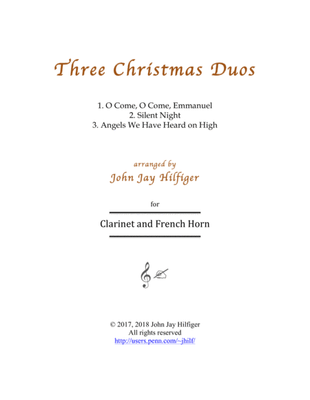 Three Christmas Duos for Clarinet and Horn (arr. John Jay Hilfiger)