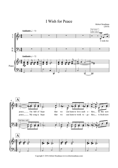 I Wish For Peace  (TTBB choir & piano)
