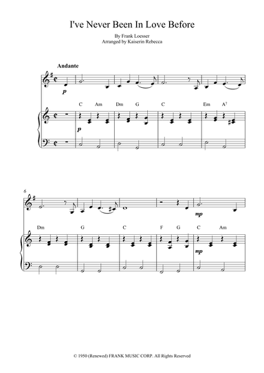 I've Never Been In Love Before (arr. Kaiserin Rebecca)