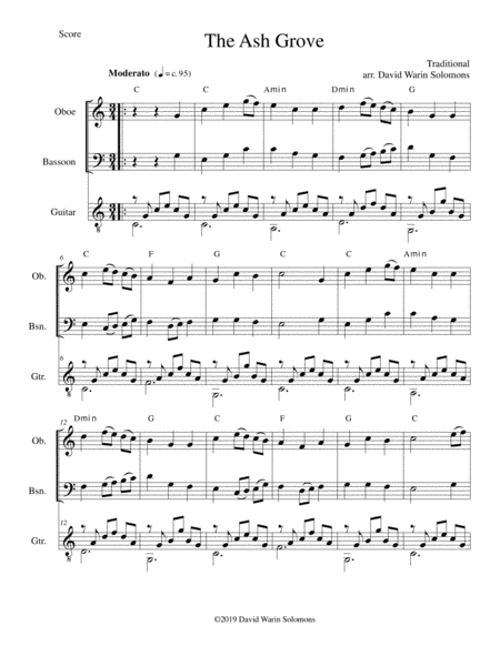 The Ash Grove (Llwyn Onn) for oboe, bassoon and guitar (arr. David Warin Solomons)