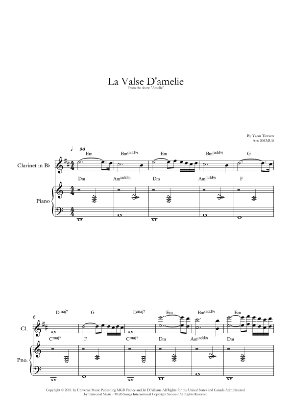 La Valse D'amelie (arr. SMMUS)