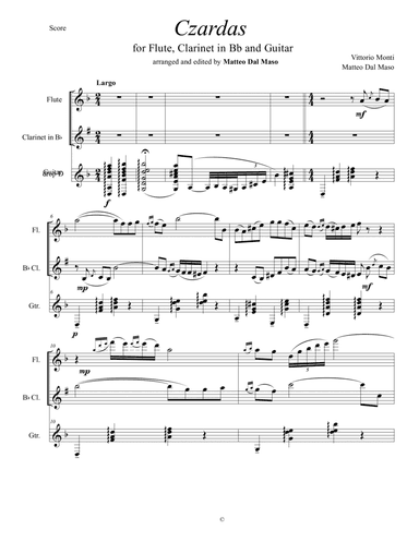 CZARDAS - for Flute, Clarinet and Guitar (arr. Matteo Dal Maso)