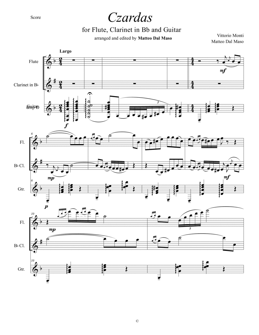 CZARDAS - for Flute, Clarinet and Guitar (arr. Matteo Dal Maso)