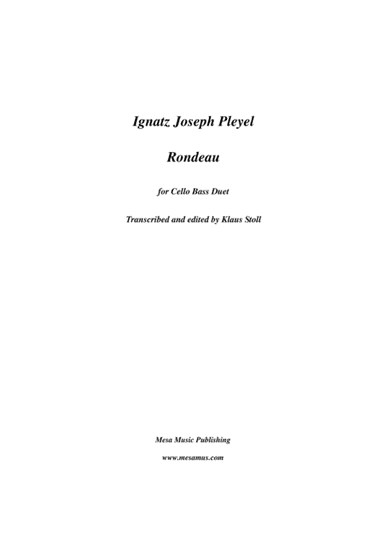Ignatz Joseph Pleyel (1757-1831), Rondeau  for double bass and cello.  Transcribed and edited by Kla (arr. Klaus Stoll)