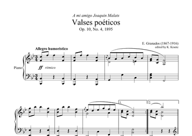 Valses poeticos Op. 10, No. 4 for piano solo (arr. K. Krantz)