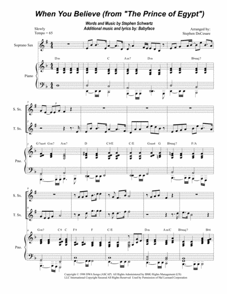 When You Believe (From The Prince Of Egypt) (arr. Stephen DeCesare)