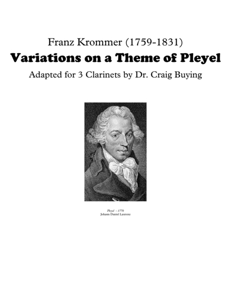 Krommer: Variations on Theme of Pleyel for Clarinet Trio (arr. Craig Buying)