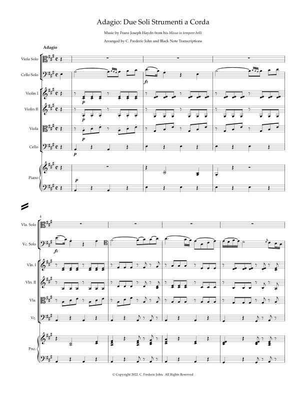 Adagio: Due Soli Strumenti a Corda (arr. C. Frederic John/Black Note Transcriptions)