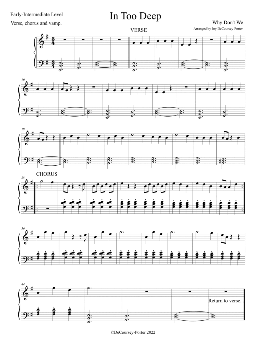 In Too Deep (arr. Joy DeCoursey-Porter)