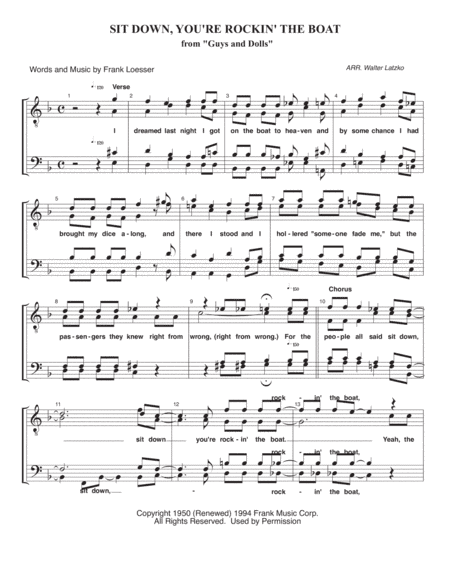 Sit Down You're Rockin' The Boat (arr. Walter Latzko)