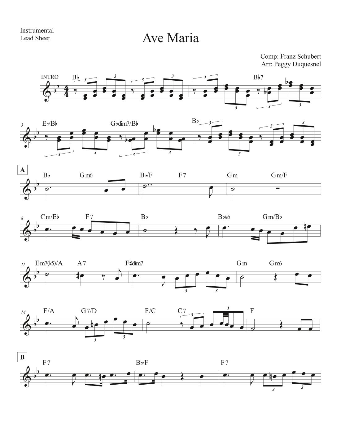 Ave Maria (Bb) - Instrumental (arr. Peggy Duquesnel)