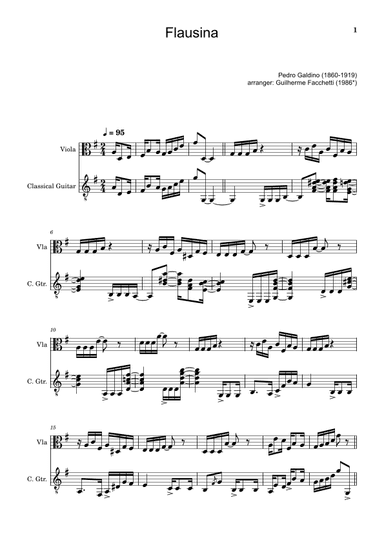Pedro Galdino - Flausina. Arrangement for Viola and Classical Guitar (arr. Guilherme Facchetti)