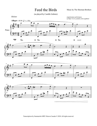 Feed The Birds (tuppence A Bag) (arr. Daniel Fitzgerald)