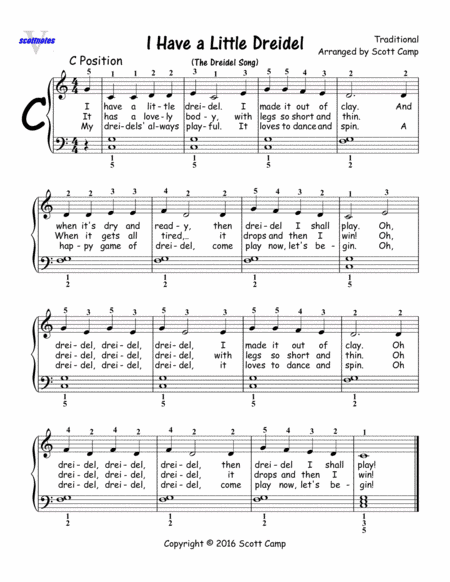 The Dreidel Song (I Have a Little Dreidel) First Year Piano (arr. Scott Camp)