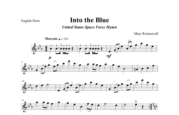 US SPACE FORCE HYMN (Into the Blue) ENGLISH HORN PART