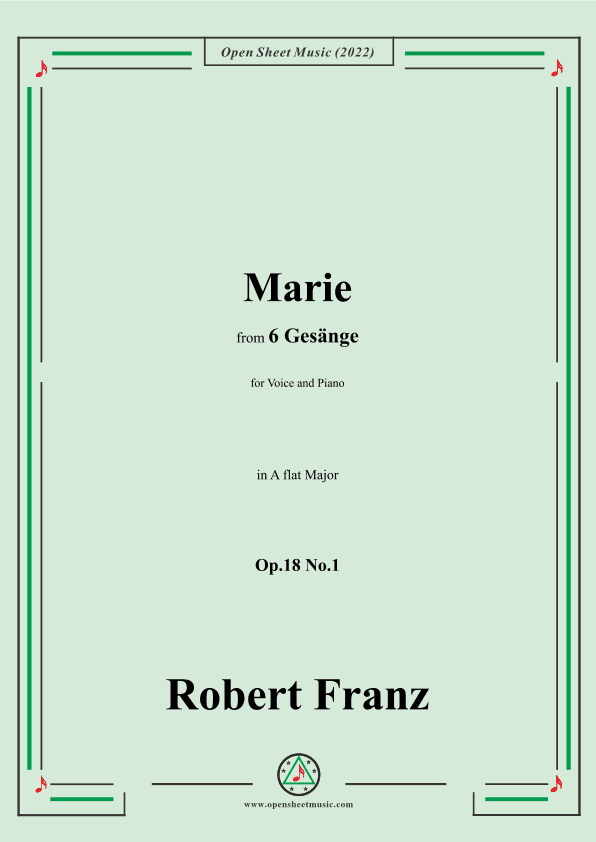 Franz-Marie,in A flat Major,Op.18 No.1,for Voice and Piano (arr. OSM Press)