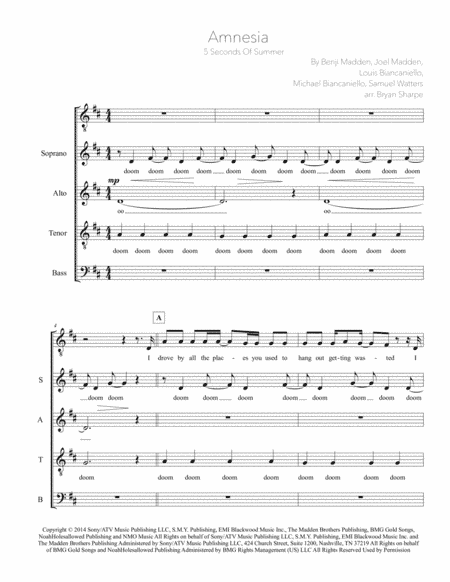 Amnesia (arr. Bryan Sharpe)