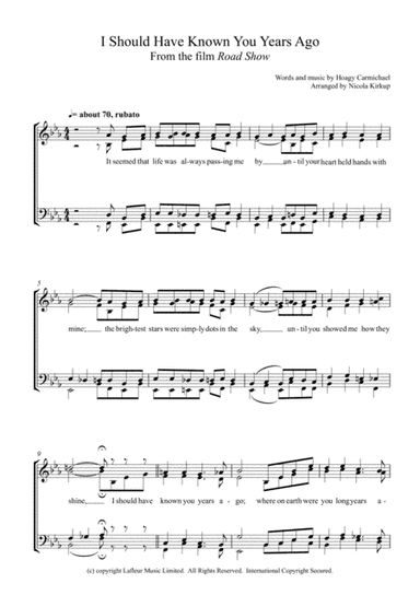 I Should Have Known You Years Ago (arr. Nicola Kirkup)