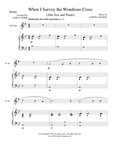 WHEN I SURVEY THE WONDROUS CROSS (Alto Sax/Piano and Sax Part) (arr. Gary Lanier)
