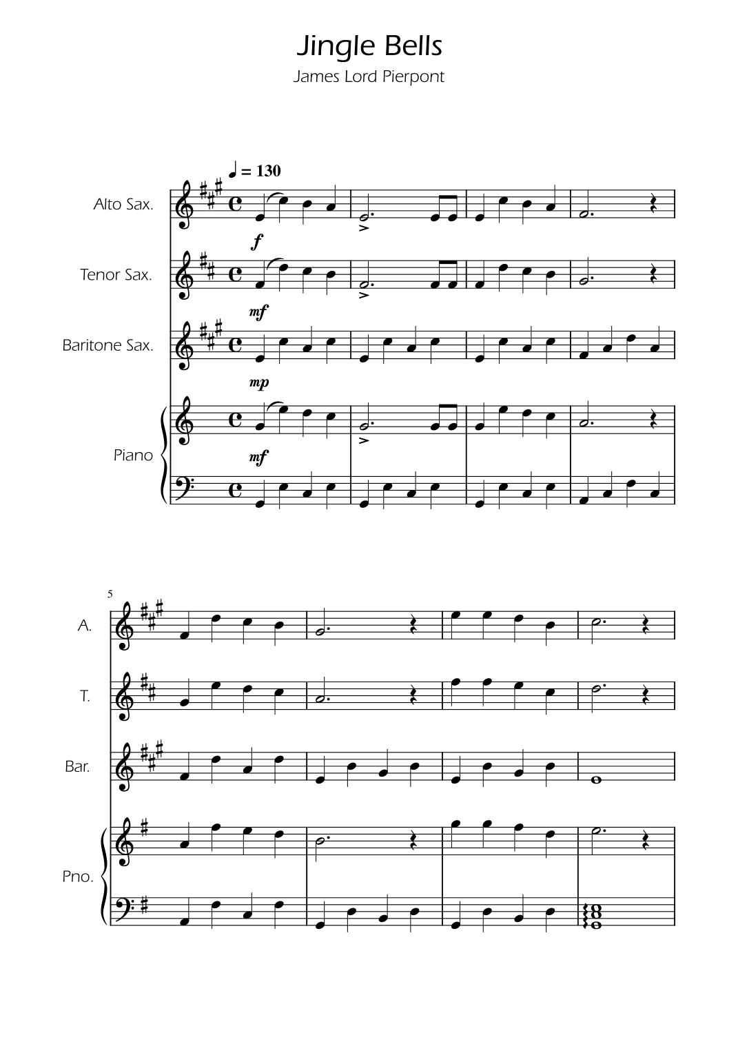 Jingle Bells - Sax Trio w/ Piano (arr. Ygor Nunes)