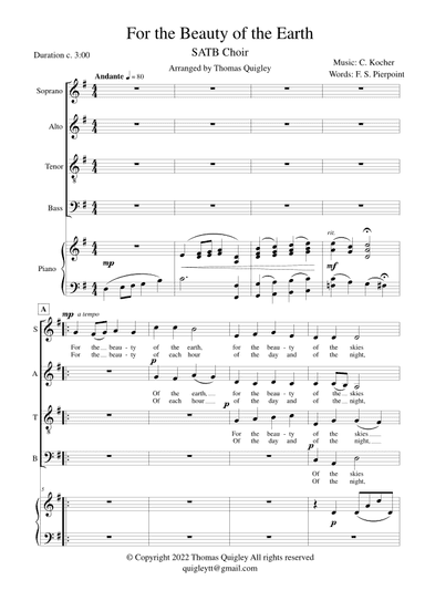 For the Beauty of the Earth (arr. Thomas Quigley)