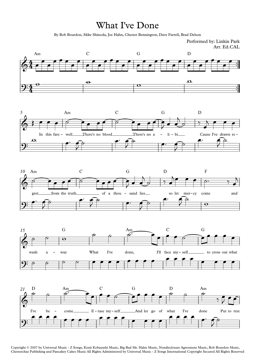What I've Done (arr. Arr. Ed.CAL)