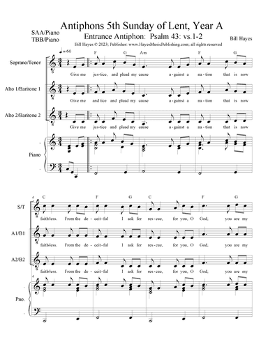 Antiphons for 5th Sunday in Lent, Year A