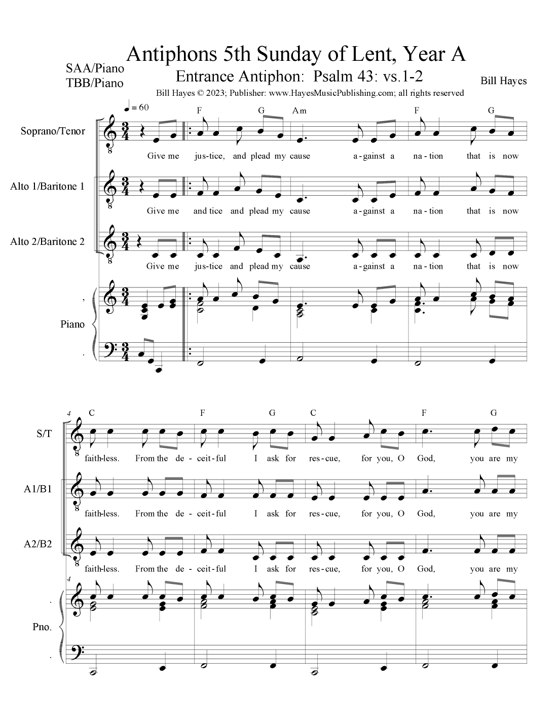 Antiphons for 5th Sunday in Lent, Year A