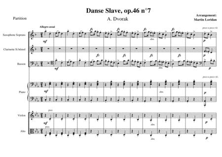 Dvorak, Slavonic Dance No.7 Op.46 - Danse slave op. 46 n°7 - for Sextet (arr. Martin Loridan)