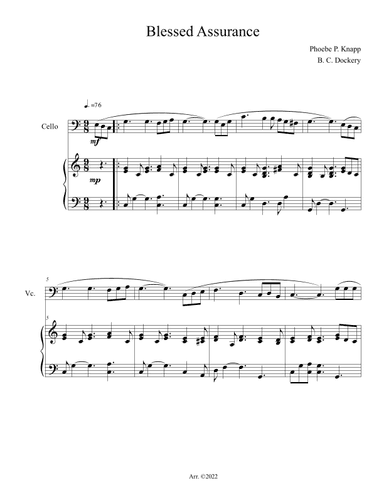 Blessed Assurance (Cello Solo with Piano Accompaniment) (arr. B. C. Dockery)