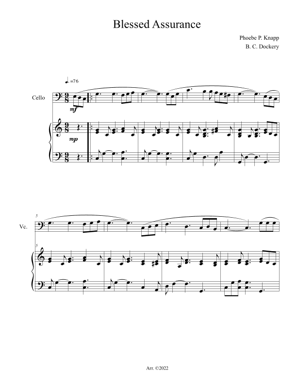 Blessed Assurance (Cello Solo with Piano Accompaniment) (arr. B. C. Dockery)