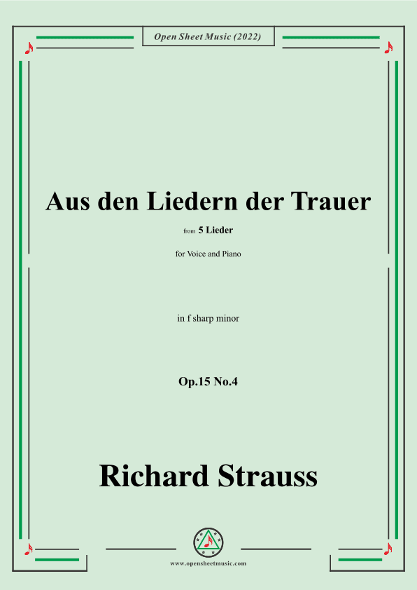 Richard Strauss-Aus den Liedern der Trauer,in f sharp minor (arr. OSM Press)