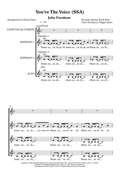 You're The Voice (arr. Emma Dean)