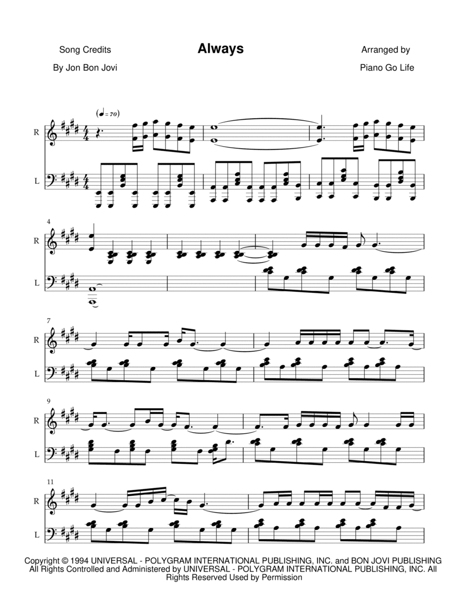 Always (arr. Piano Go Life)