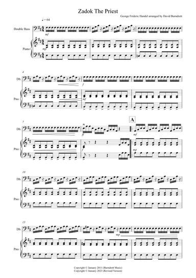 Zadok The Priest for Double Bass and Piano (arr. David Burndrett)